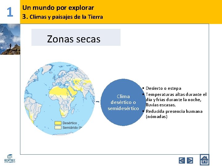 1 Un mundo por explorar 3. Climas y paisajes de la Tierra Zonas secas 1 Un mundo por explorar 3. Climas y paisajes de la Tierra Zonas secas