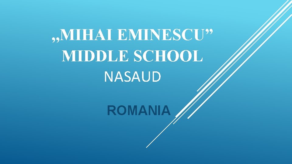 , , MIHAI EMINESCU” MIDDLE SCHOOL NASAUD ROMANIA 