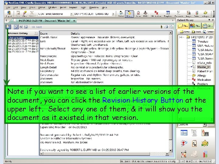 Note if you want to see a list of earlier versions of the document,