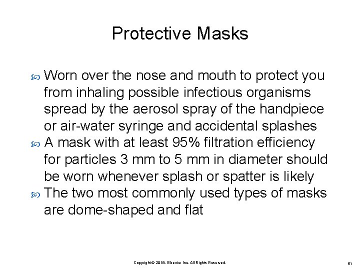 Protective Masks Worn over the nose and mouth to protect you from inhaling possible