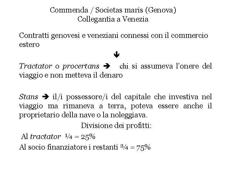 Commenda / Societas maris (Genova) Collegantia a Venezia Contratti genovesi e veneziani connessi con