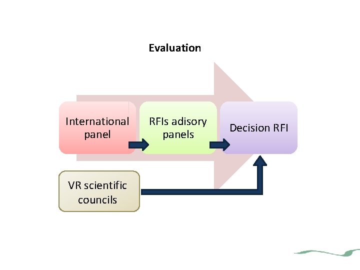 Evaluation International panel VR scientific councils RFIs adisory panels Decision RFI Evaluation International panel VR scientific councils RFIs adisory panels Decision RFI