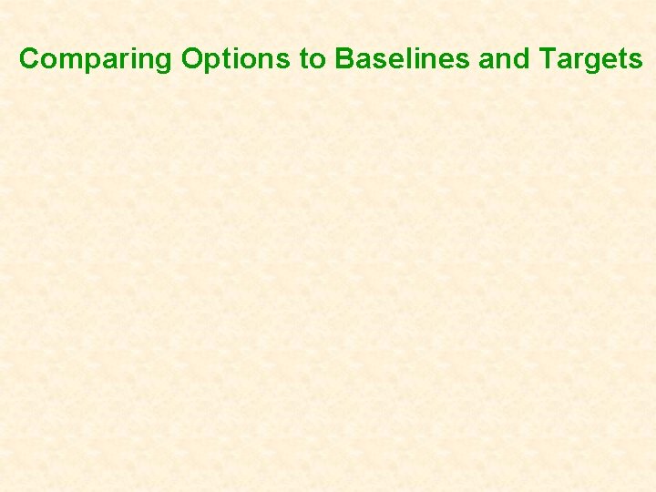 Comparing Options to Baselines and Targets 