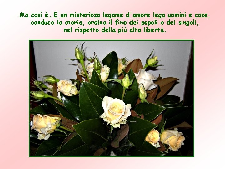 Ma così è. E un misterioso legame d'amore lega uomini e cose, conduce la Ma così è. E un misterioso legame d'amore lega uomini e cose, conduce la
