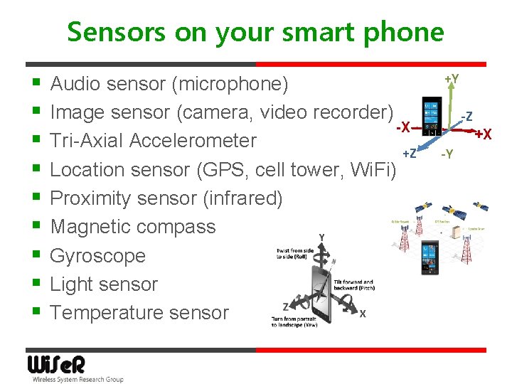Sensors on your smart phone § § § § § Audio sensor (microphone) Image
