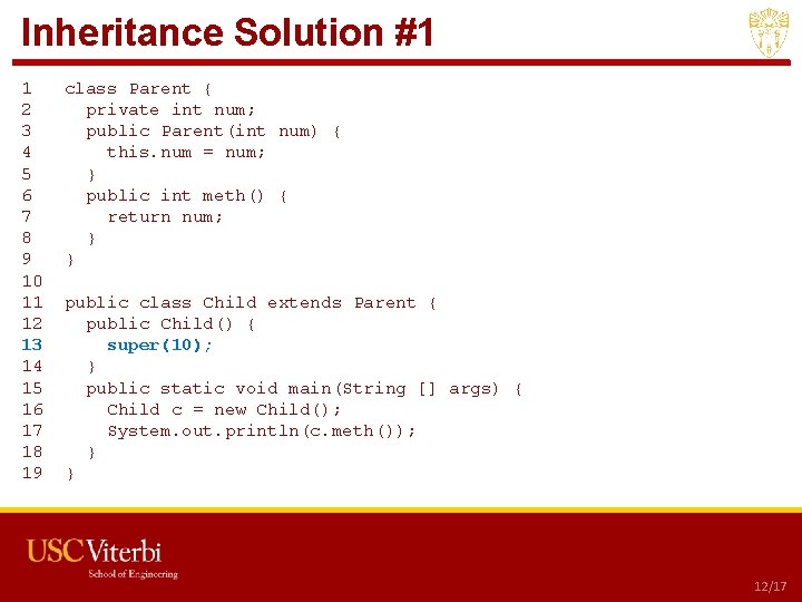 Inheritance Solution #1 1 2 3 4 5 6 7 8 9 10 11 Inheritance Solution #1 1 2 3 4 5 6 7 8 9 10 11
