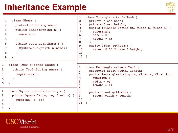 Inheritance Example 1 2 3 4 5 6 7 8 9 class Shape { Inheritance Example 1 2 3 4 5 6 7 8 9 class Shape {