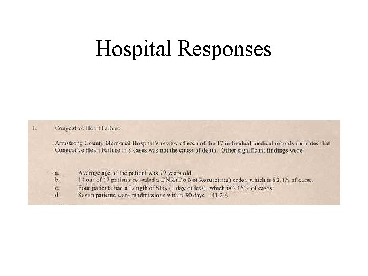Hospital Responses 