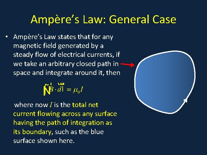Ampère’s Law: General Case • Ampère’s Law states that for any • . magnetic