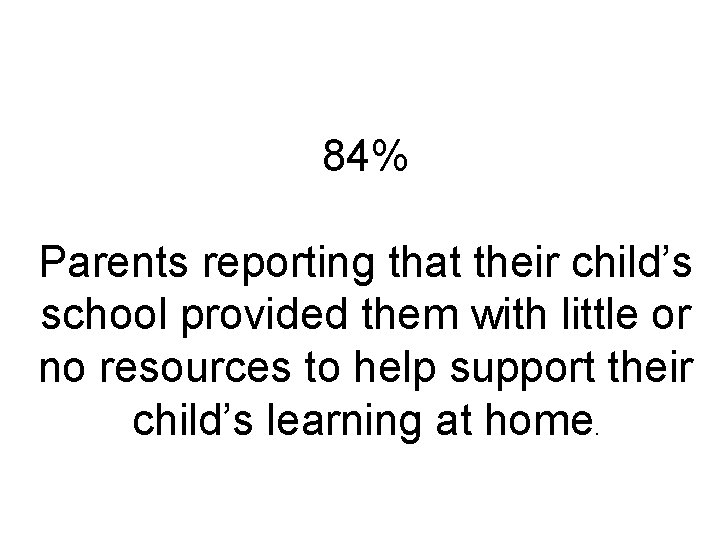 84% Parents reporting that their child’s school provided them with little or no resources