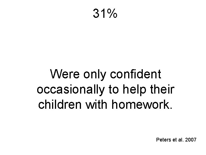 31% Were only confident occasionally to help their children with homework. Peters et al.