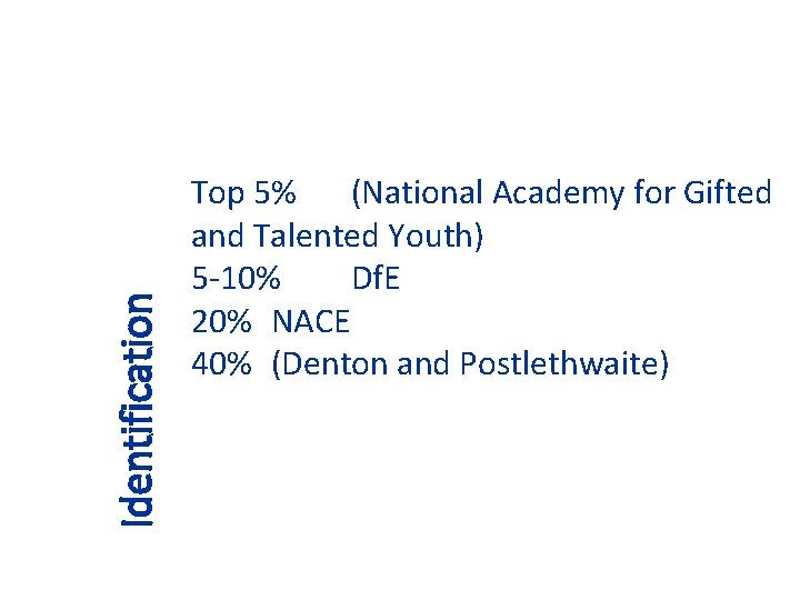 Identification Top 5% (National Academy for Gifted and Talented Youth) 5 10% Df. E