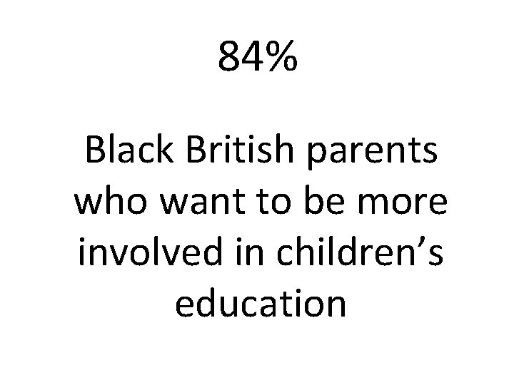 84% Black British parents who want to be more involved in children’s education 