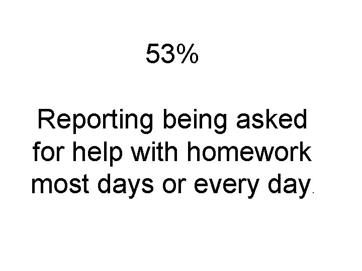 53% Reporting being asked for help with homework most days or every day .