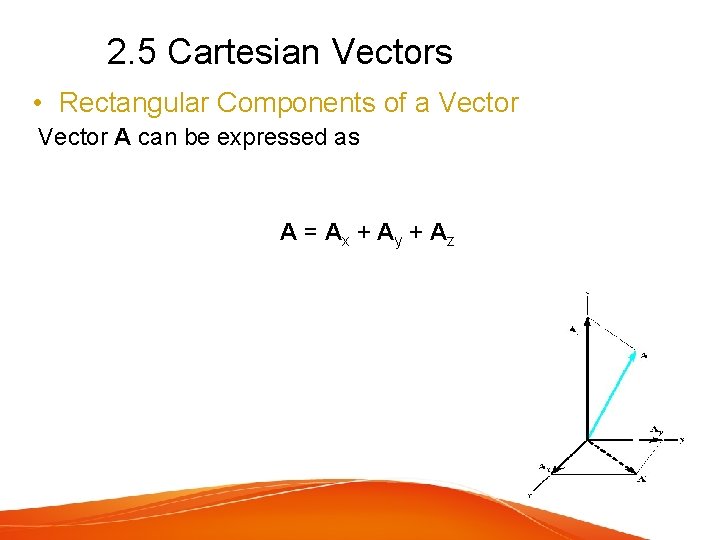 2. 5 Cartesian Vectors • Rectangular Components of a Vector A can be expressed