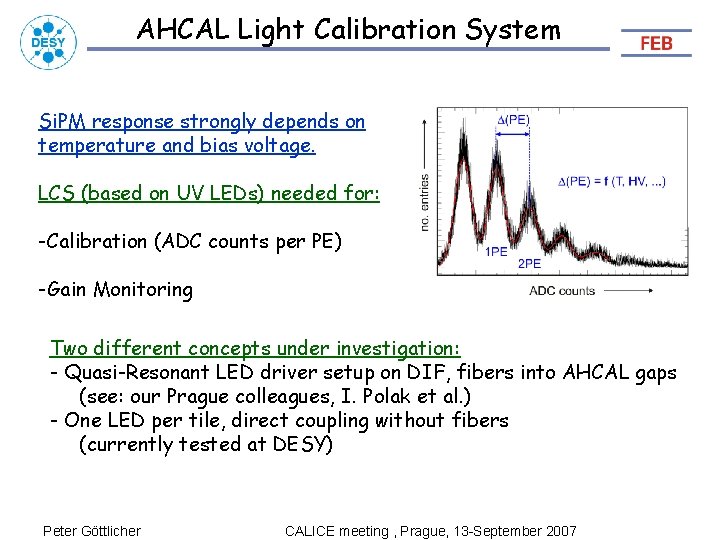 AHCAL Light Calibration System Si. PM response strongly depends on temperature and bias voltage.