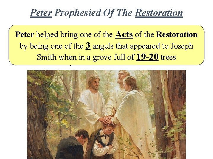 Peter Prophesied Of The Restoration Peter helped bring one of the Acts of the