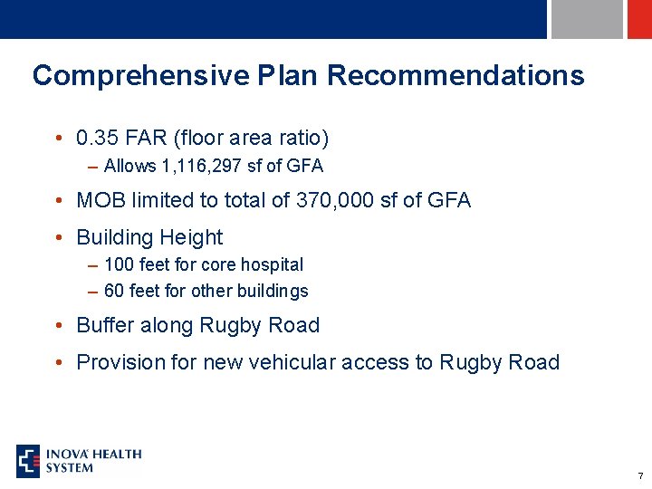 Comprehensive Plan Recommendations • 0. 35 FAR (floor area ratio) – Allows 1, 116,