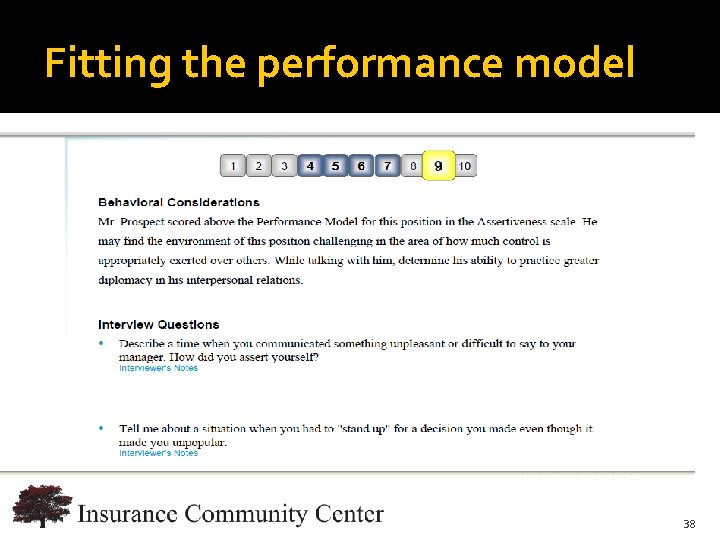 Fitting the performance model www. Insurance. Community. University. com 38 