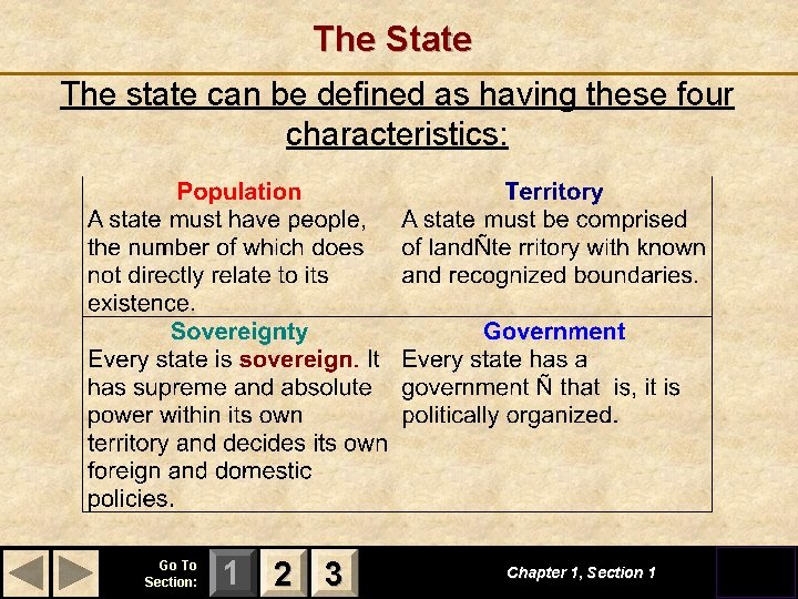 The State The state can be defined as having these four characteristics: Go To