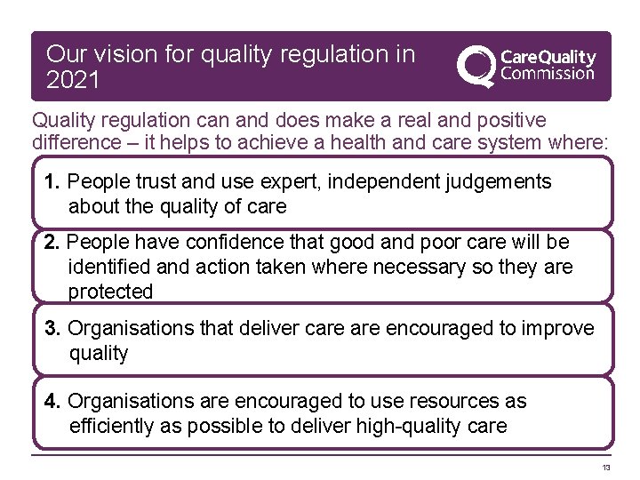 Our vision for quality regulation in 2021 Quality regulation can and does make a