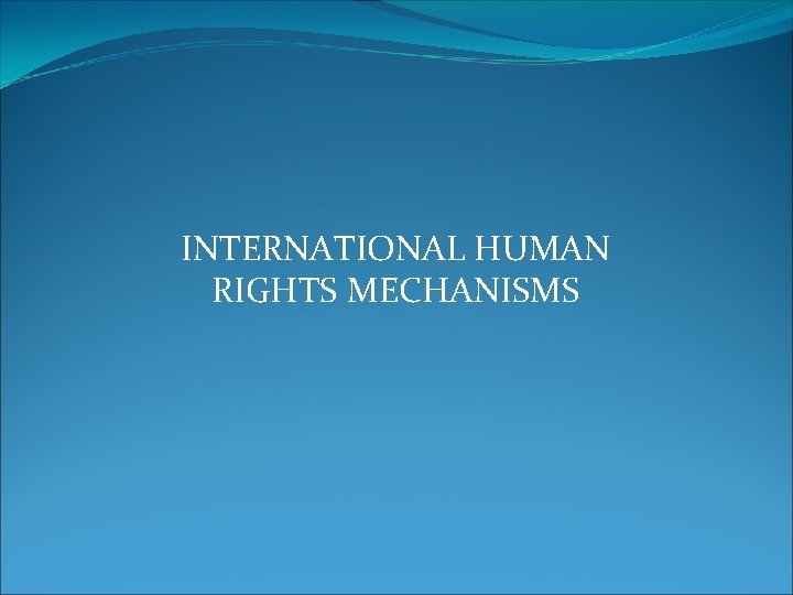 INTERNATIONAL HUMAN RIGHTS MECHANISMS 