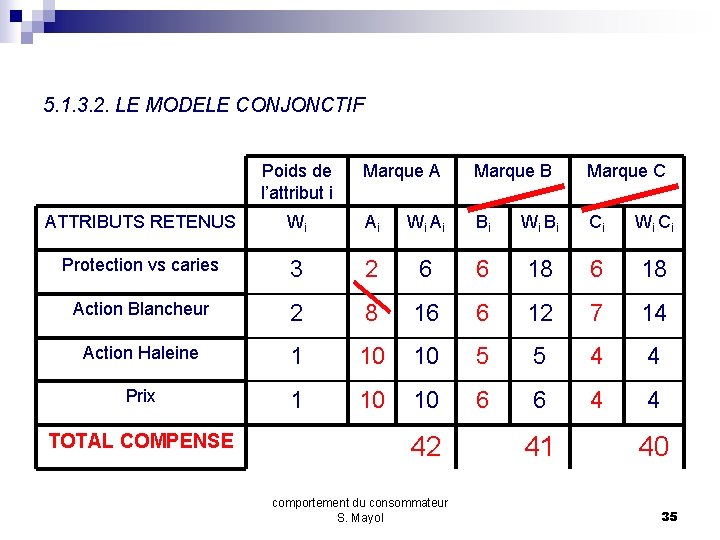 5. 1. 3. 2. LE MODELE CONJONCTIF Poids de l’attribut i Marque A Marque