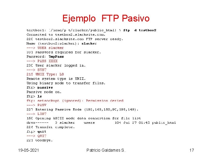 Ejemplo FTP Pasivo 19 -05 -2021 Patricio Galdames S. 17 