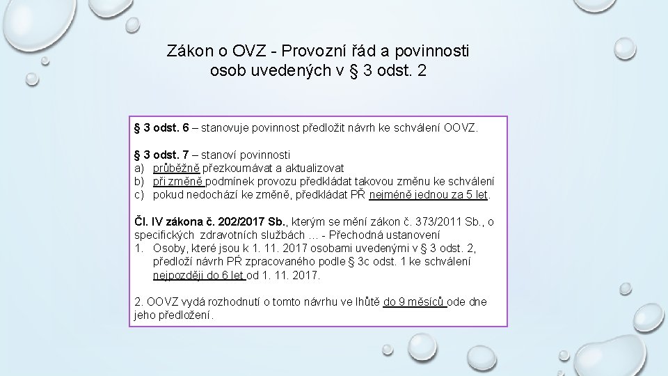 Zákon o OVZ - Provozní řád a povinnosti osob uvedených v § 3 odst.