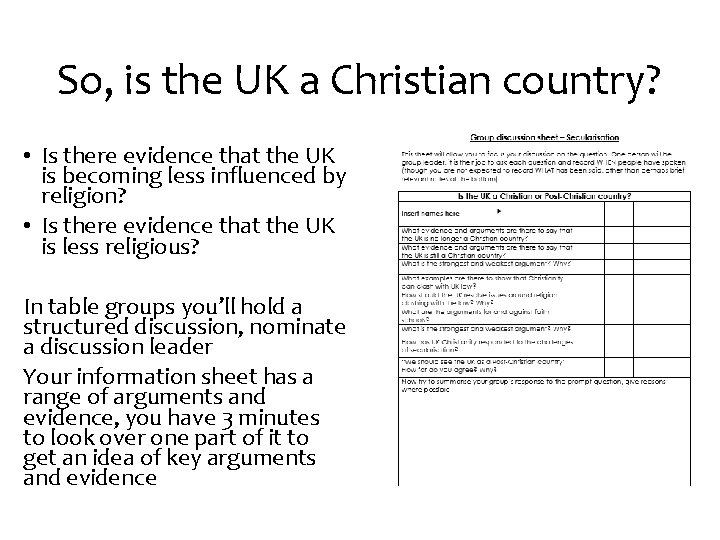 So, is the UK a Christian country? • Is there evidence that the UK