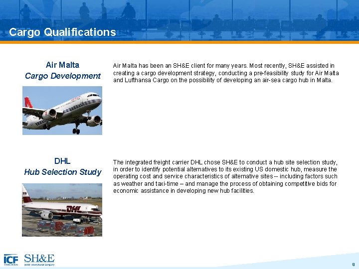 Cargo Qualifications Air Malta Cargo Development Air Malta has been an SH&E client for