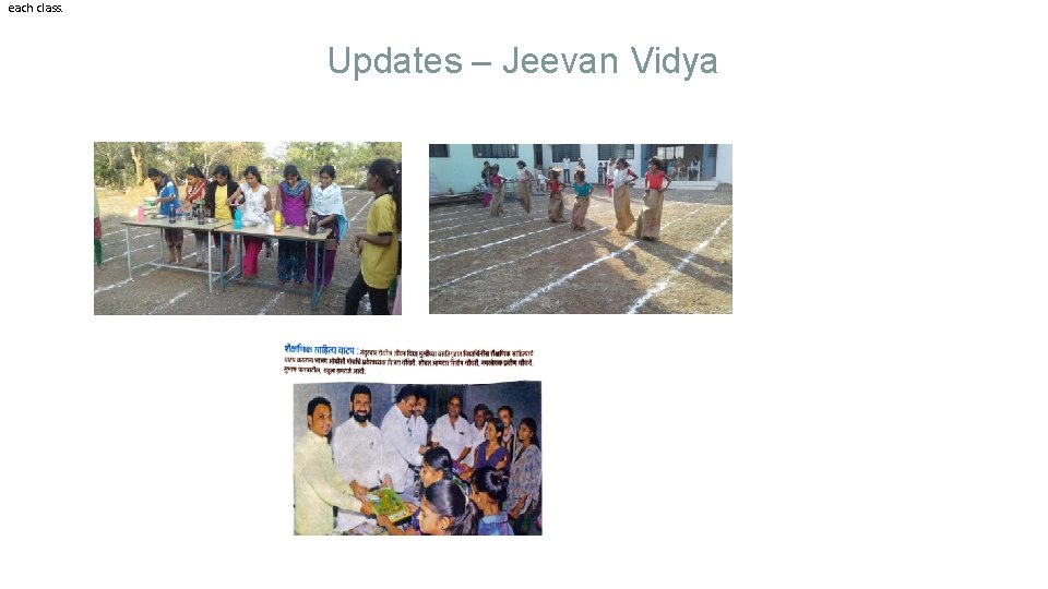 each class. Updates – Jeevan Vidya 