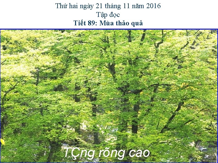 Thứ hai ngày 21 tháng 11 năm 2016 Tập đọc Tiết 89: Mùa thảo