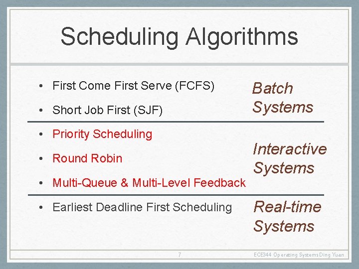 Operating Systems ECE 344 Lecture 10 Scheduling Ding