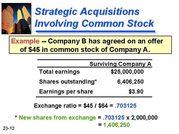 Strategic Acquisitions Involving Common Stock Example -- Company B has agreed on an offer