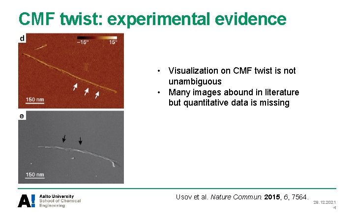 CMF twist: experimental evidence • Visualization on CMF twist is not unambiguous • Many