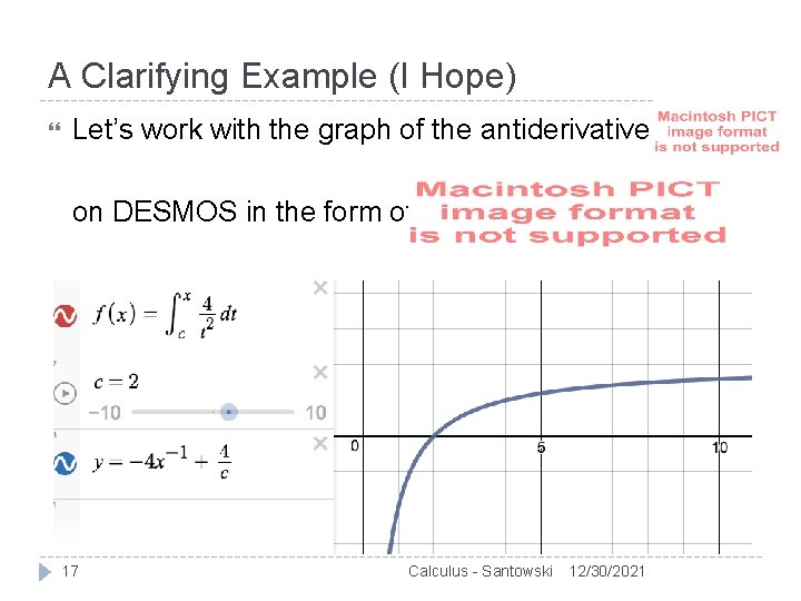 A Clarifying Example (I Hope) Let’s work with the graph of the antiderivative of