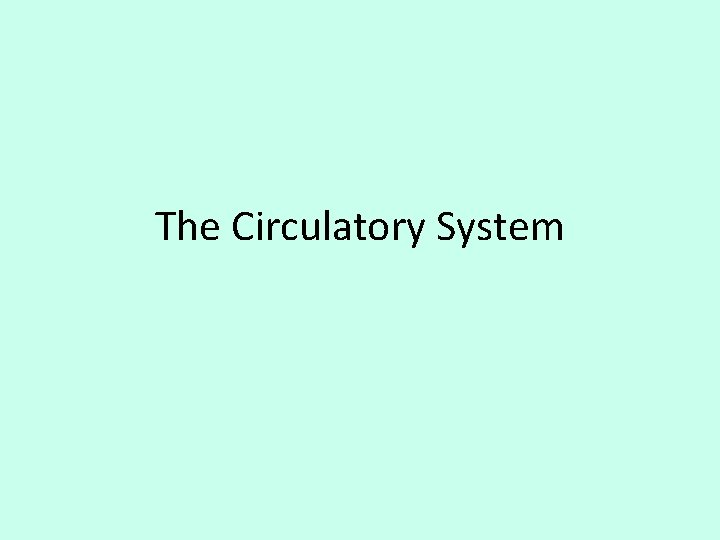 The Circulatory System 