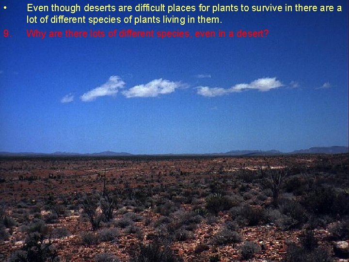  • 9. Even though deserts are difficult places for plants to survive in