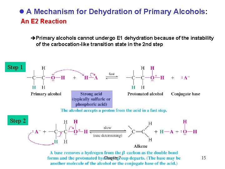 l A Mechanism for Dehydration of Primary Alcohols: An E 2 Reaction èPrimary alcohols