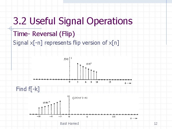 3. 2 Useful Signal Operations Time- Reversal (Flip) Signal x[-n] represents flip version of