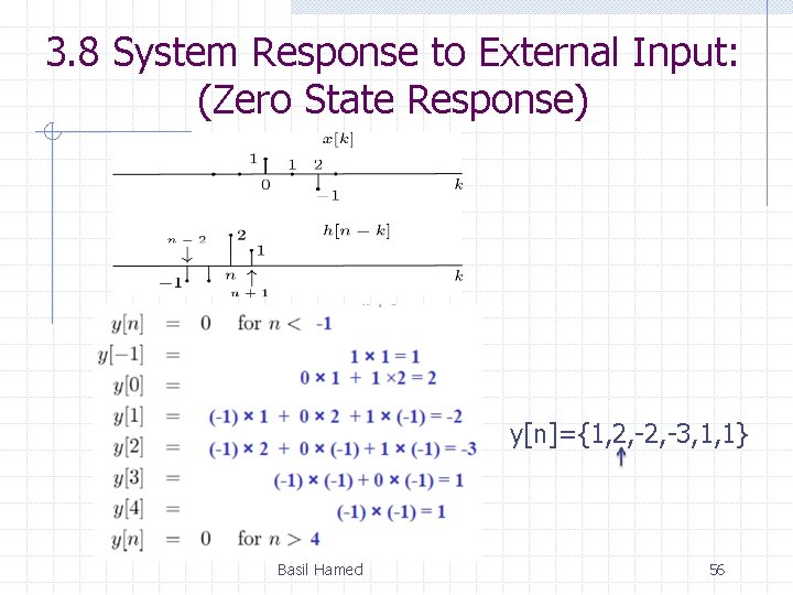 3. 8 System Response to External Input: (Zero State Response) y[n]={1, 2, -3, 1,