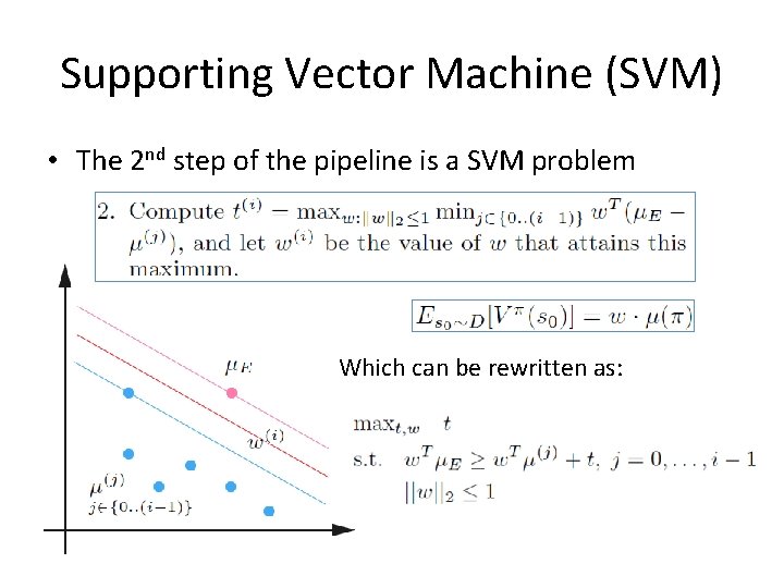 Supporting Vector Machine (SVM) • The 2 nd step of the pipeline is a