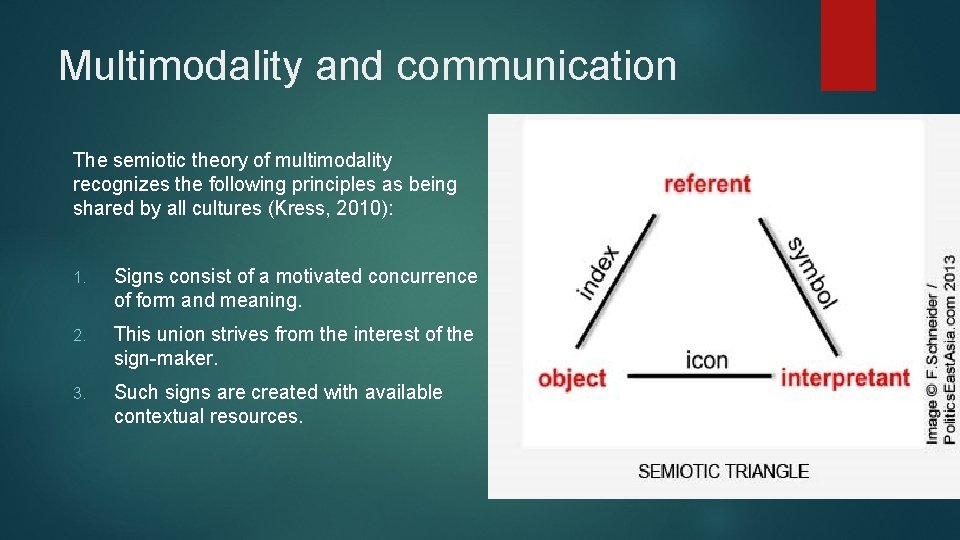 Multimodality and communication The semiotic theory of multimodality recognizes the following principles as being Multimodality and communication The semiotic theory of multimodality recognizes the following principles as being