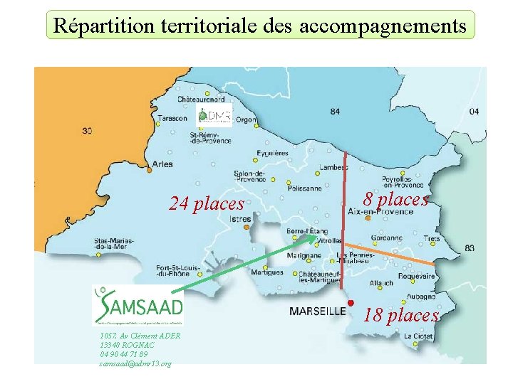 Répartition territoriale des accompagnements 24 places 8 places 1057, Av Clément ADER 13340 ROGNAC