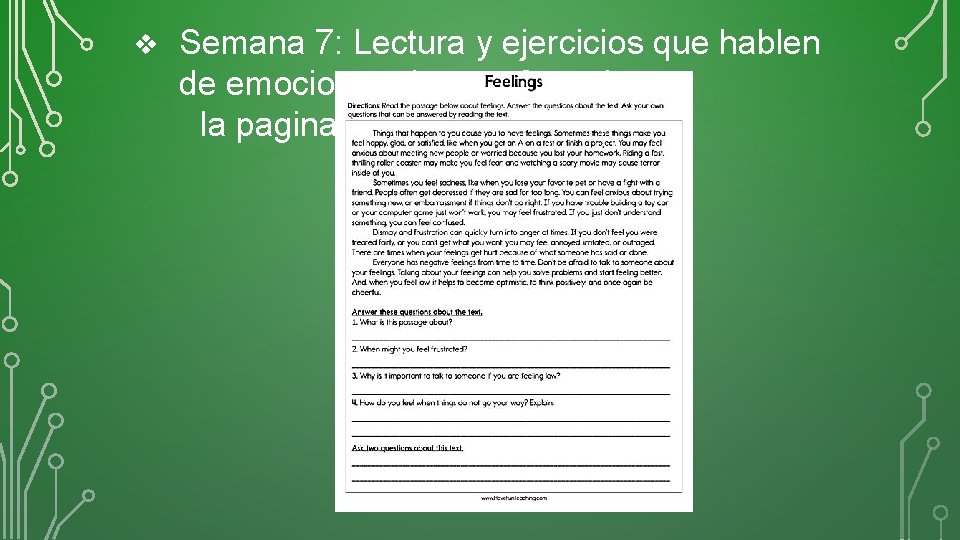 v Semana 7: Lectura y ejercicios que hablen de emociones. Leer y Completar la