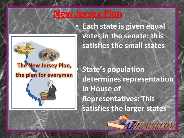 New Jersey Plan • Each state is given equal votes in the senate: this New Jersey Plan • Each state is given equal votes in the senate: this