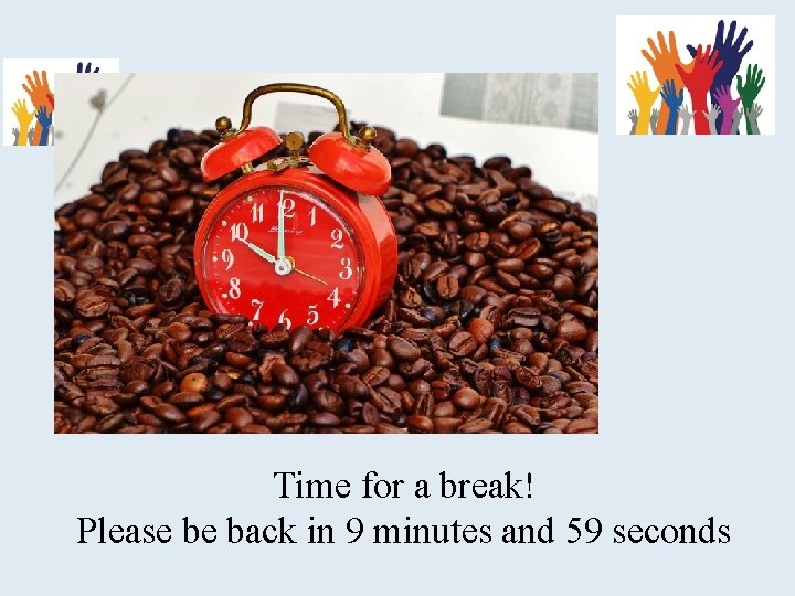 Time for a break! Please be back in 9 minutes and 59 seconds 