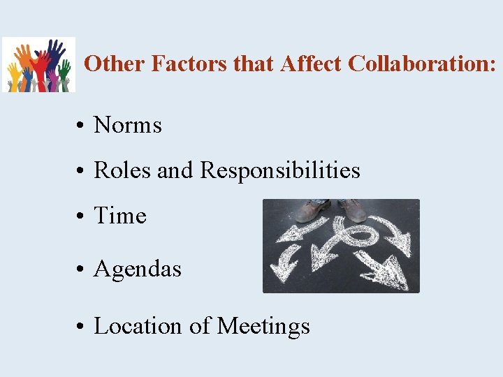 Other Factors that Affect Collaboration: • Norms • Roles and Responsibilities • Time •