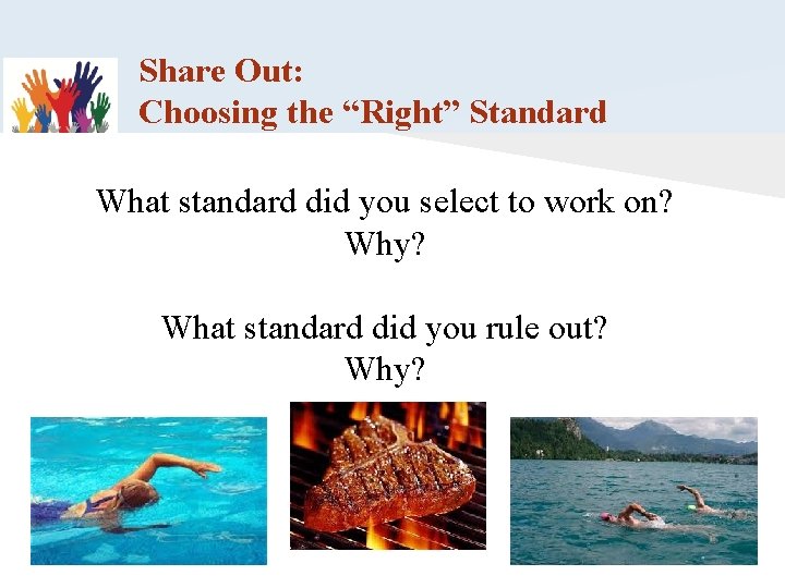 Share Out: Choosing the “Right” Standard What standard did you select to work on?